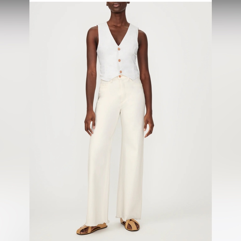 DL1961 Cream Flare Wide Leg Jeans